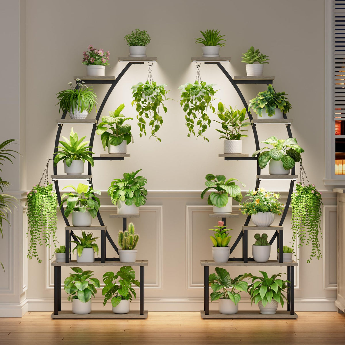2 Pack Plant Stand Indoor with Grow Lights, 9 Tier Large Tall Plant Shelf