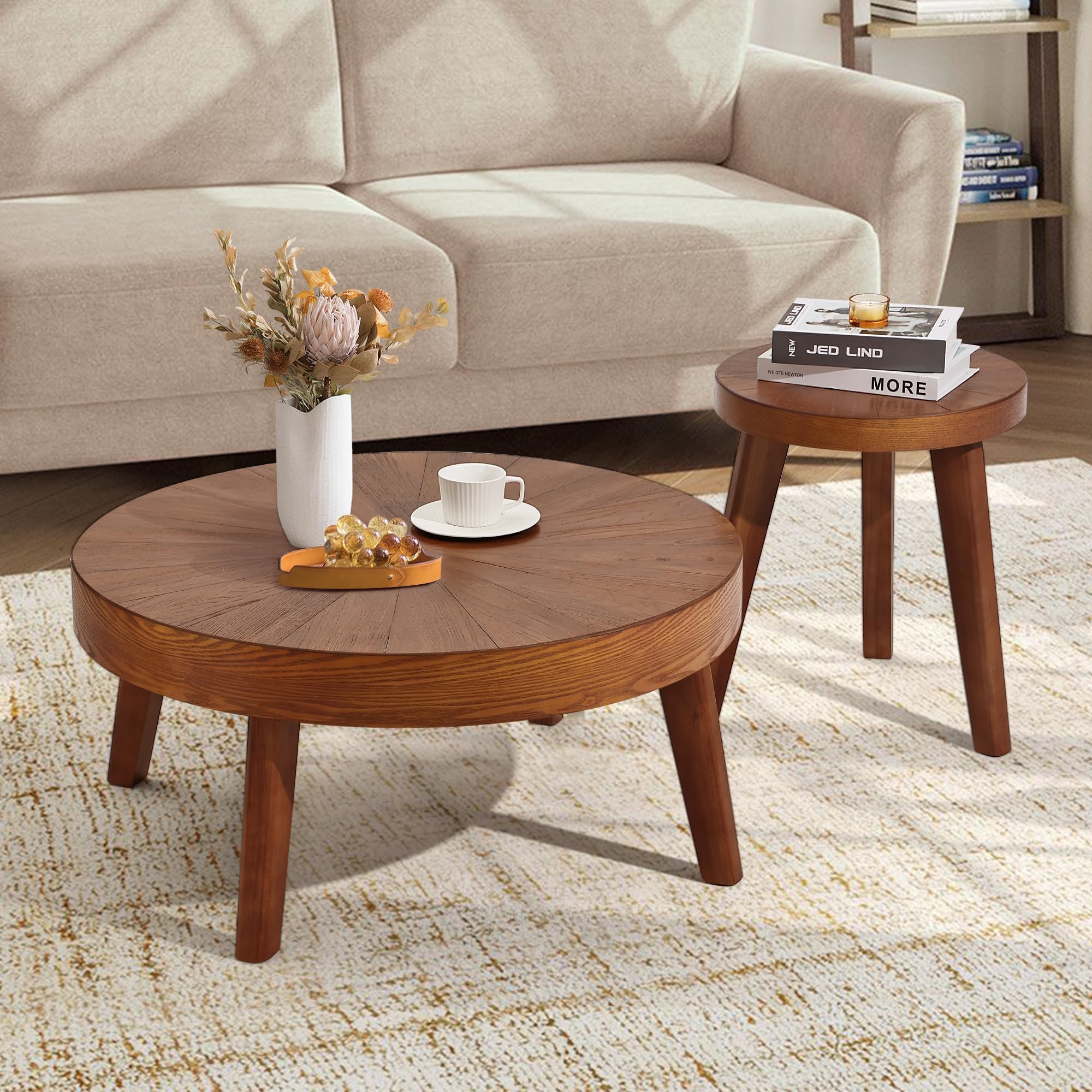 Farmhouse Round Coffee Table Set of 3