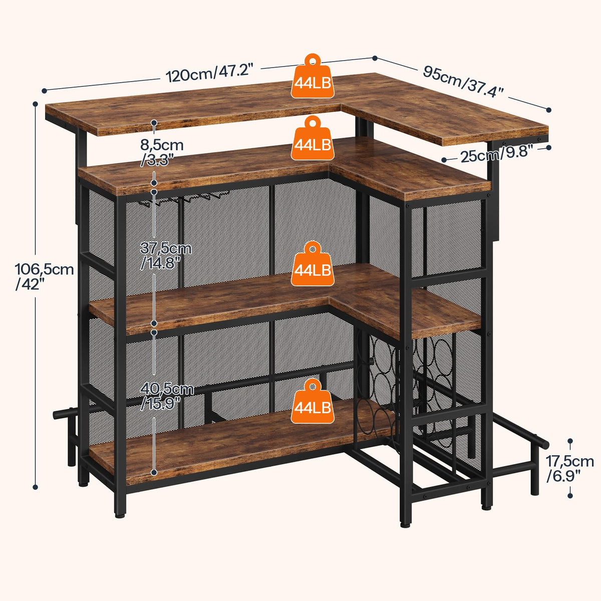 L-Shaped LED Home Bar