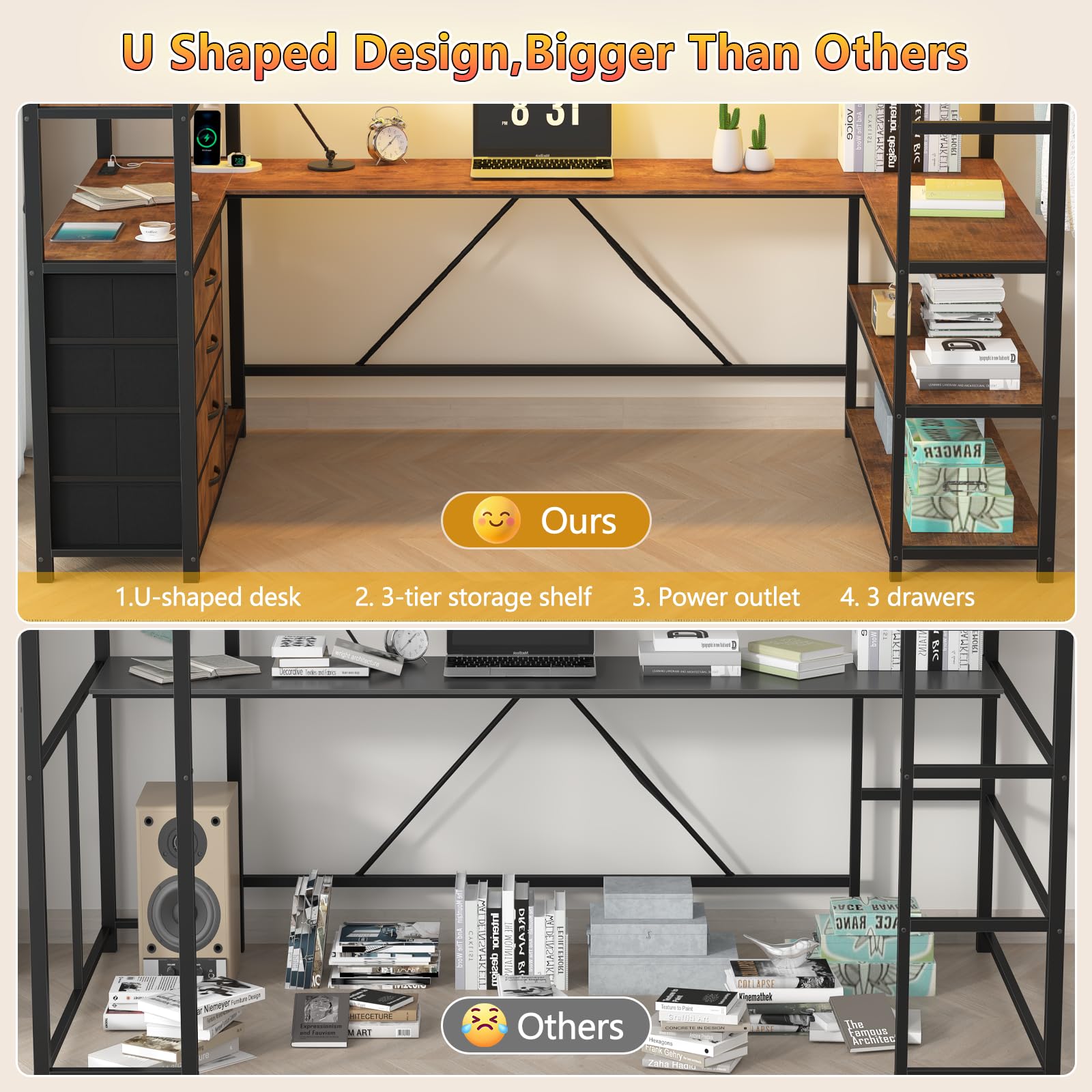 Twin Loft Bed with Storage, Desk & LED Lights