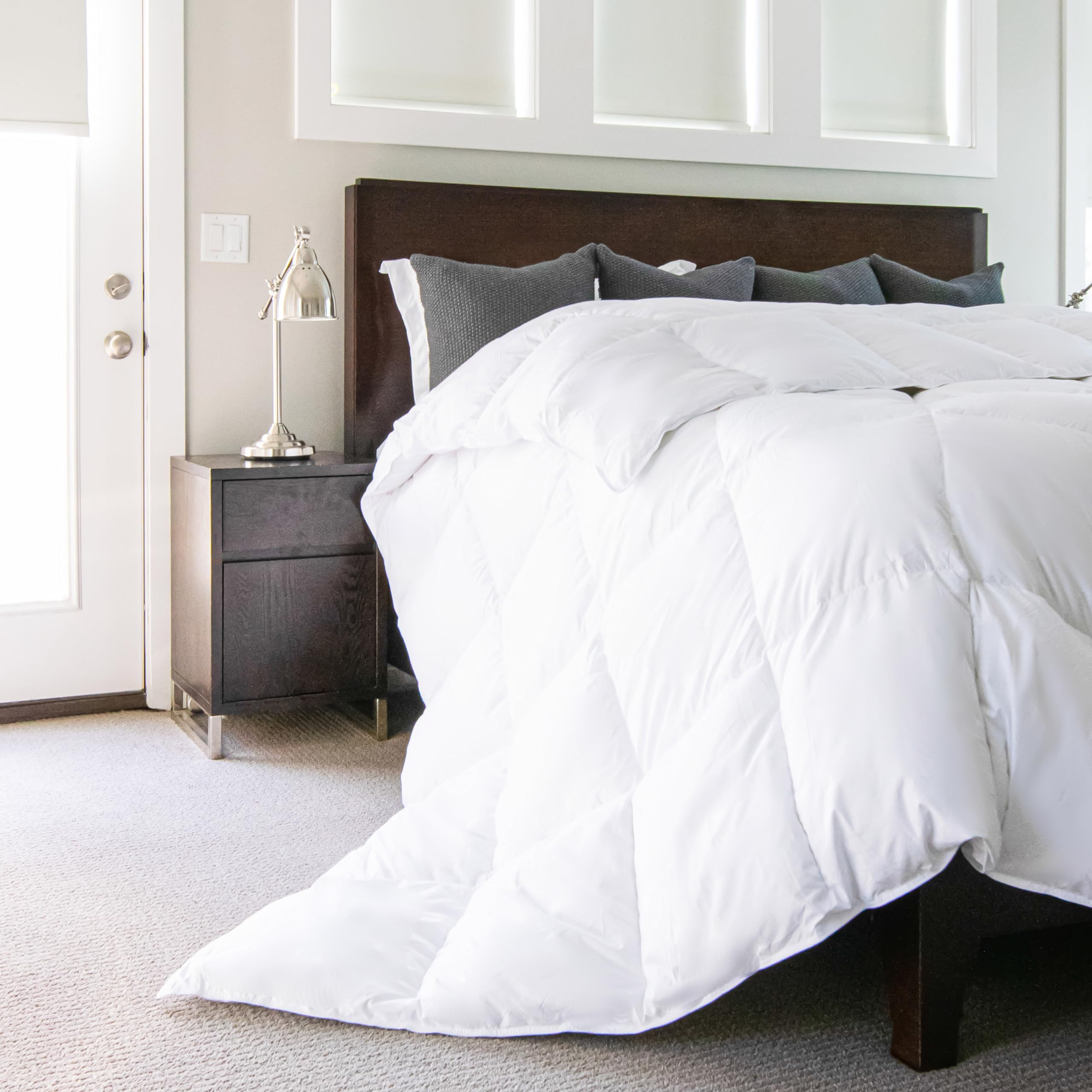 Gray Eagle Oversized King Comforter – Extra Large Synthetic Down Alternative Comforter – Ultra Soft Microfiber, All-Season, Lightweight & Fluffy – Hotel Quality, Machine Washable, White (120' x 98")