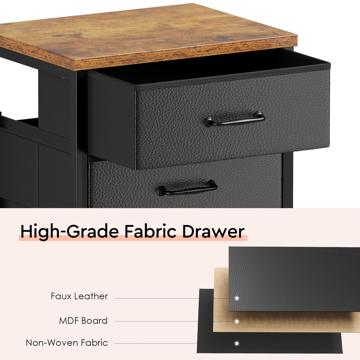 Maihail 3 Drawer Mobile File Cabinet on Wheels Fits A4 Size for Home Office