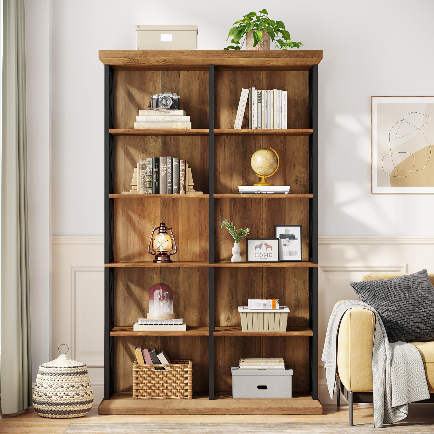 6-Tier Double Wide Industrial Bookshelf, 75"H