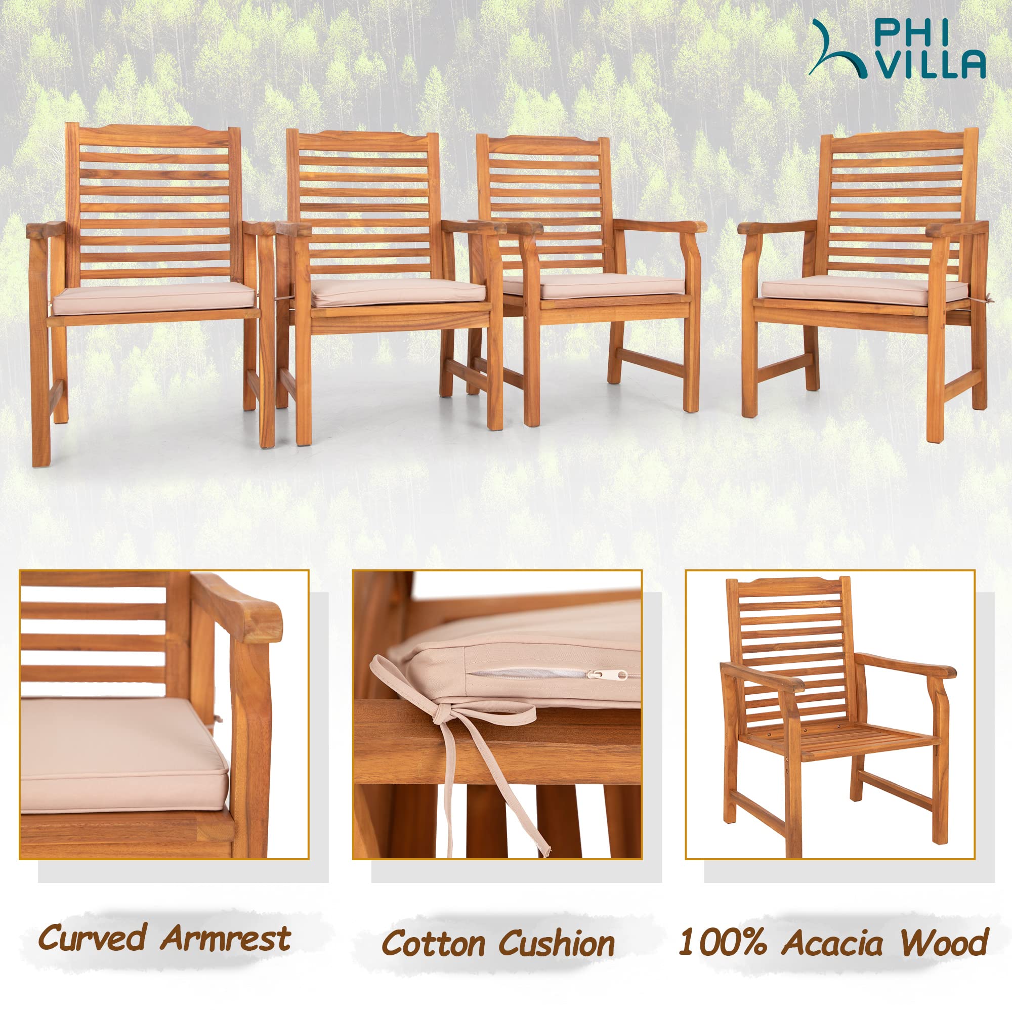 Acacia Wood Extendable Patio Dining Set