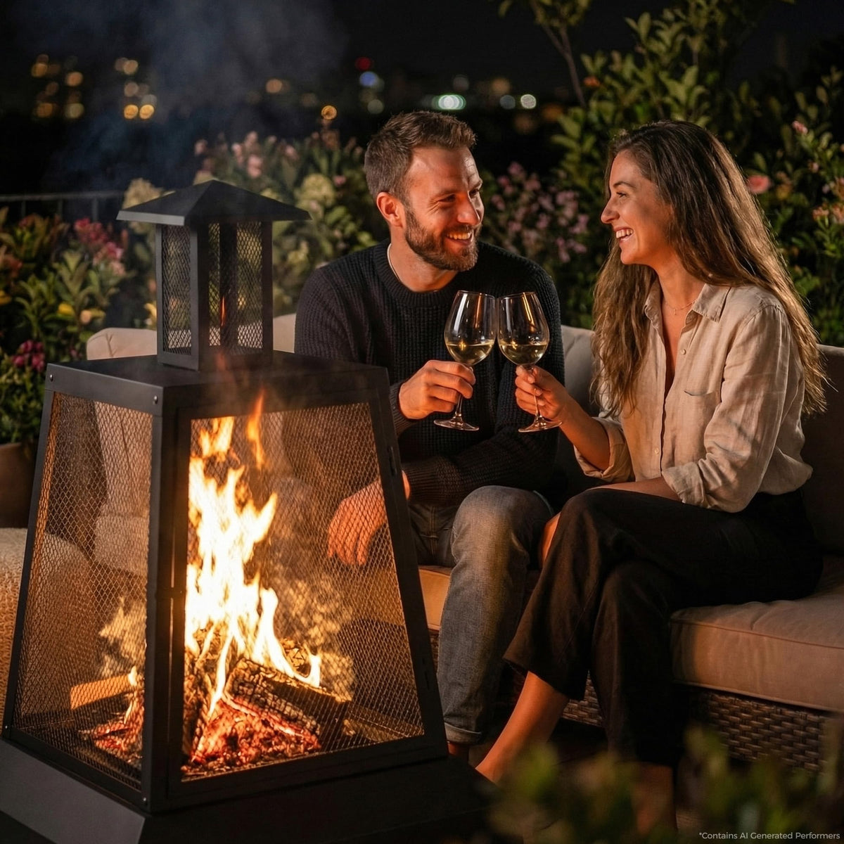 Square Wood-Burning Fire Pit