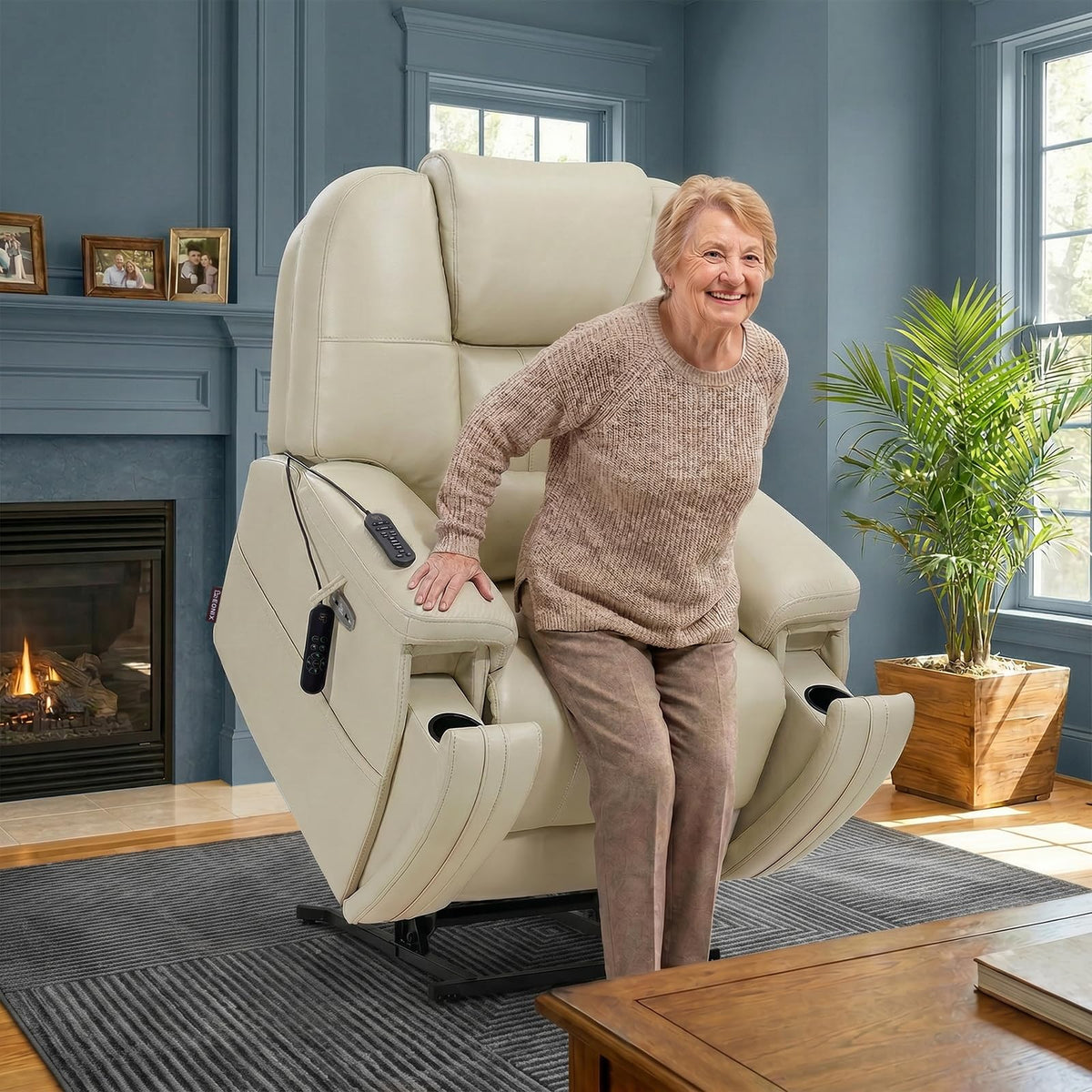 Eonix Triple Motor Power Lift Recliner Chair Elderly, Heat & Massage, White