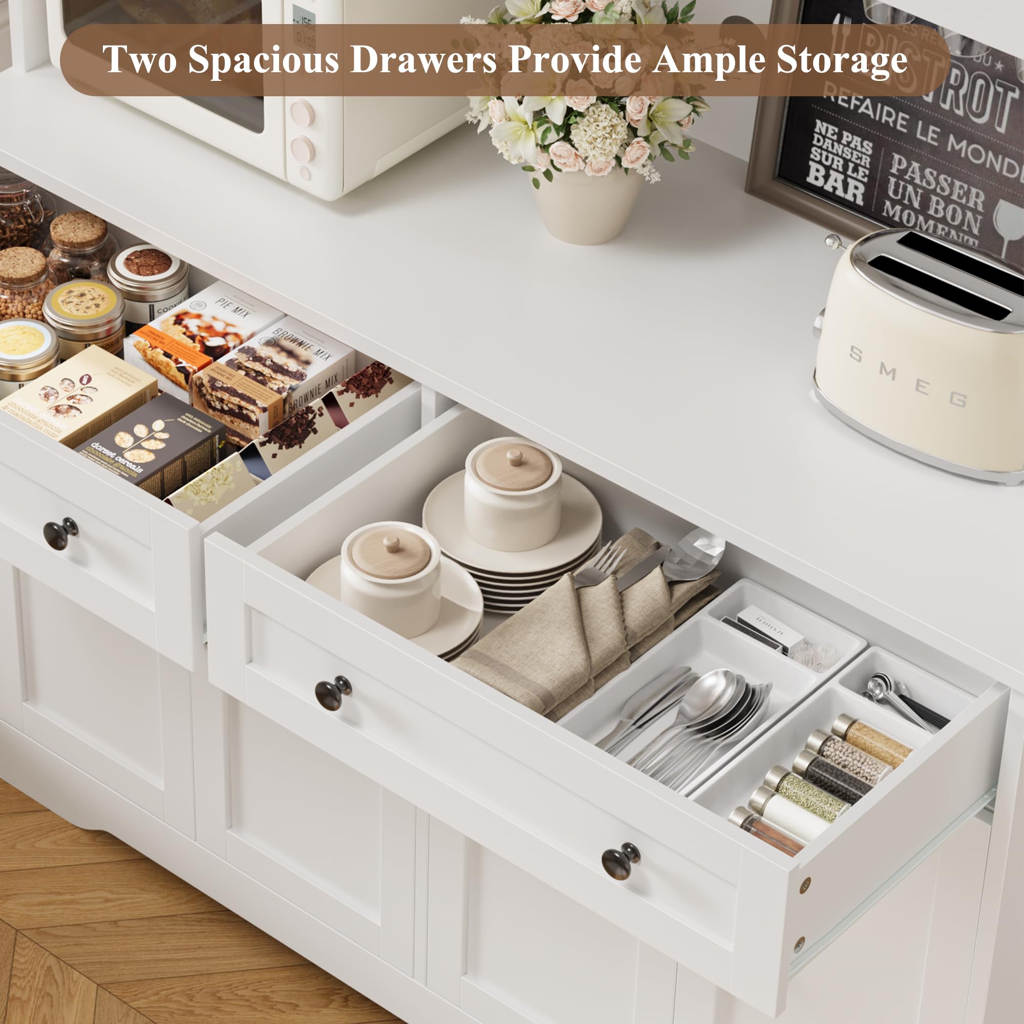 Kitchen Pantry Cabinet with Charging Station