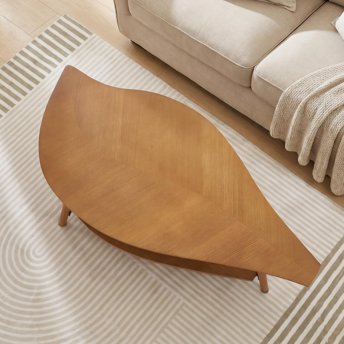 DURISEN Leaf Coffee Table with Storage,Mid Century Modern Coffee Table
