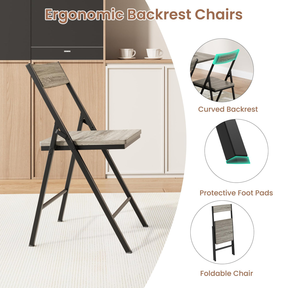 Folding Dining Set with Casters