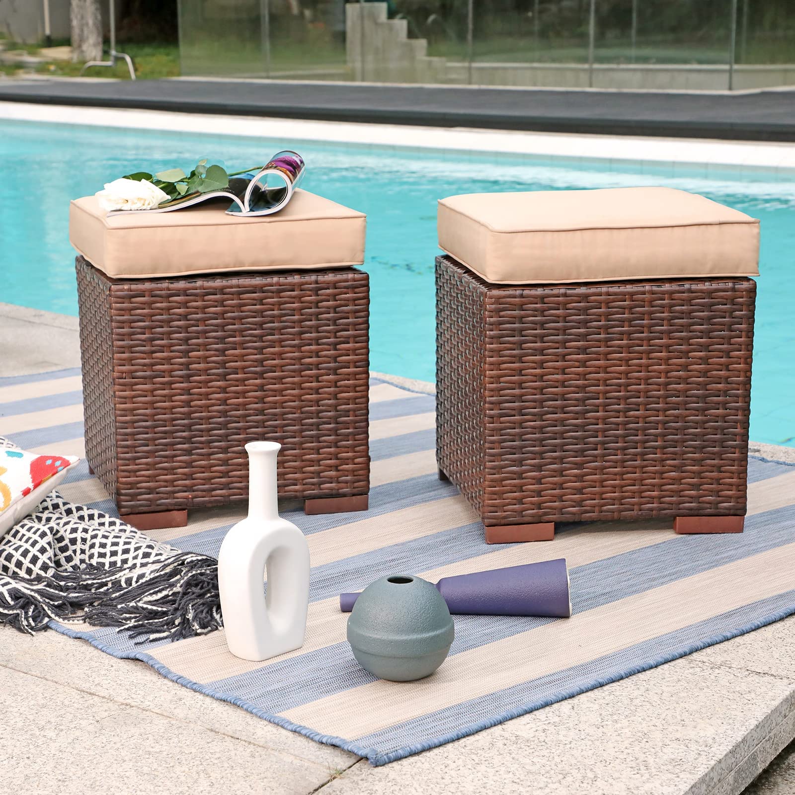 Outdoor Patio Ottoman Set (Set of 2)