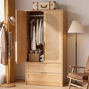 Fluted Wardrobe with 2 Drawers
