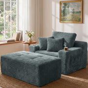 SOULYIZY 66" Oversized Boneless Chaise Lounge Chair with Ottoman Indoor