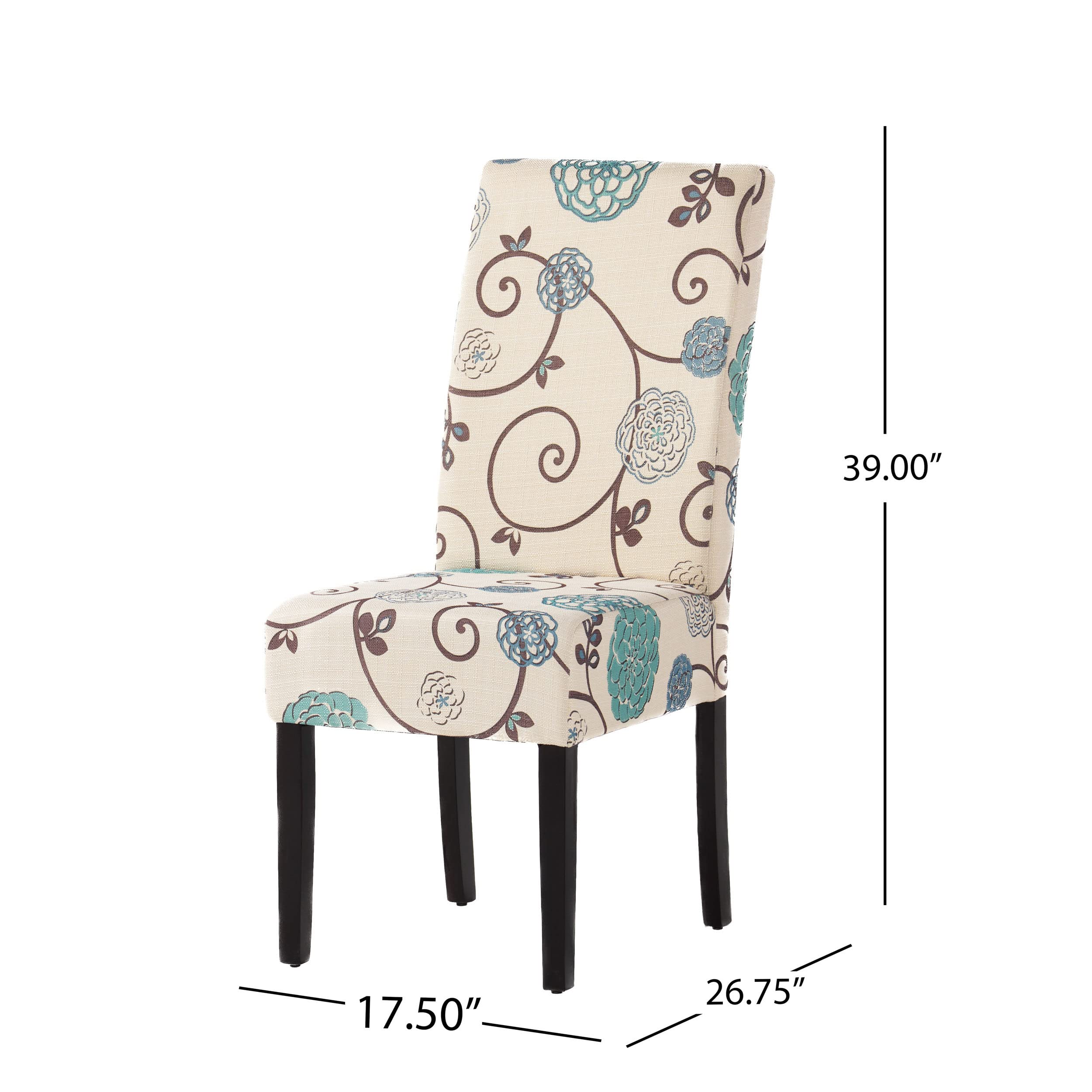 Contemporary Fabric Dining Chairs, Set of 2