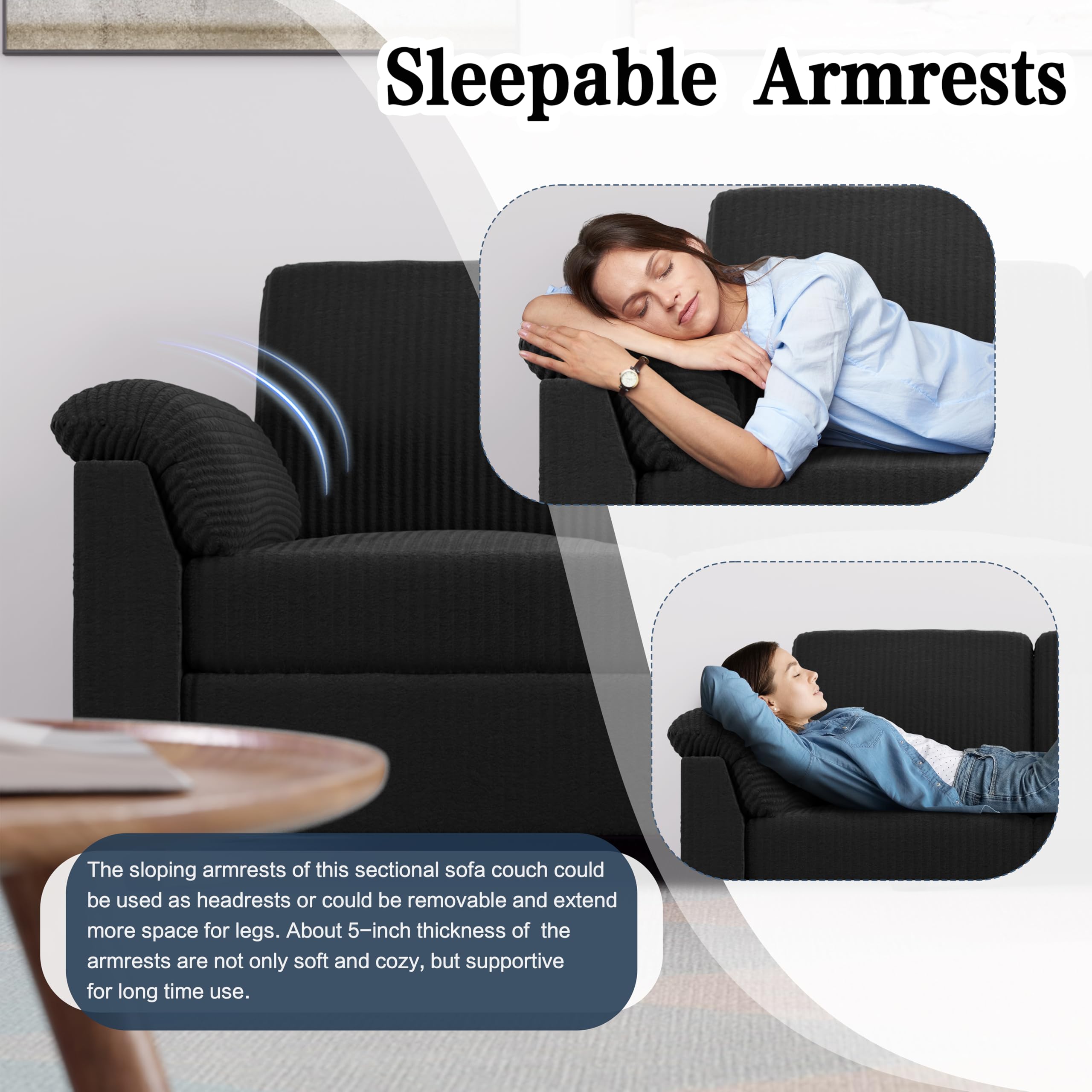 L-Shaped Sectional Sofa with Ottoman & Storage