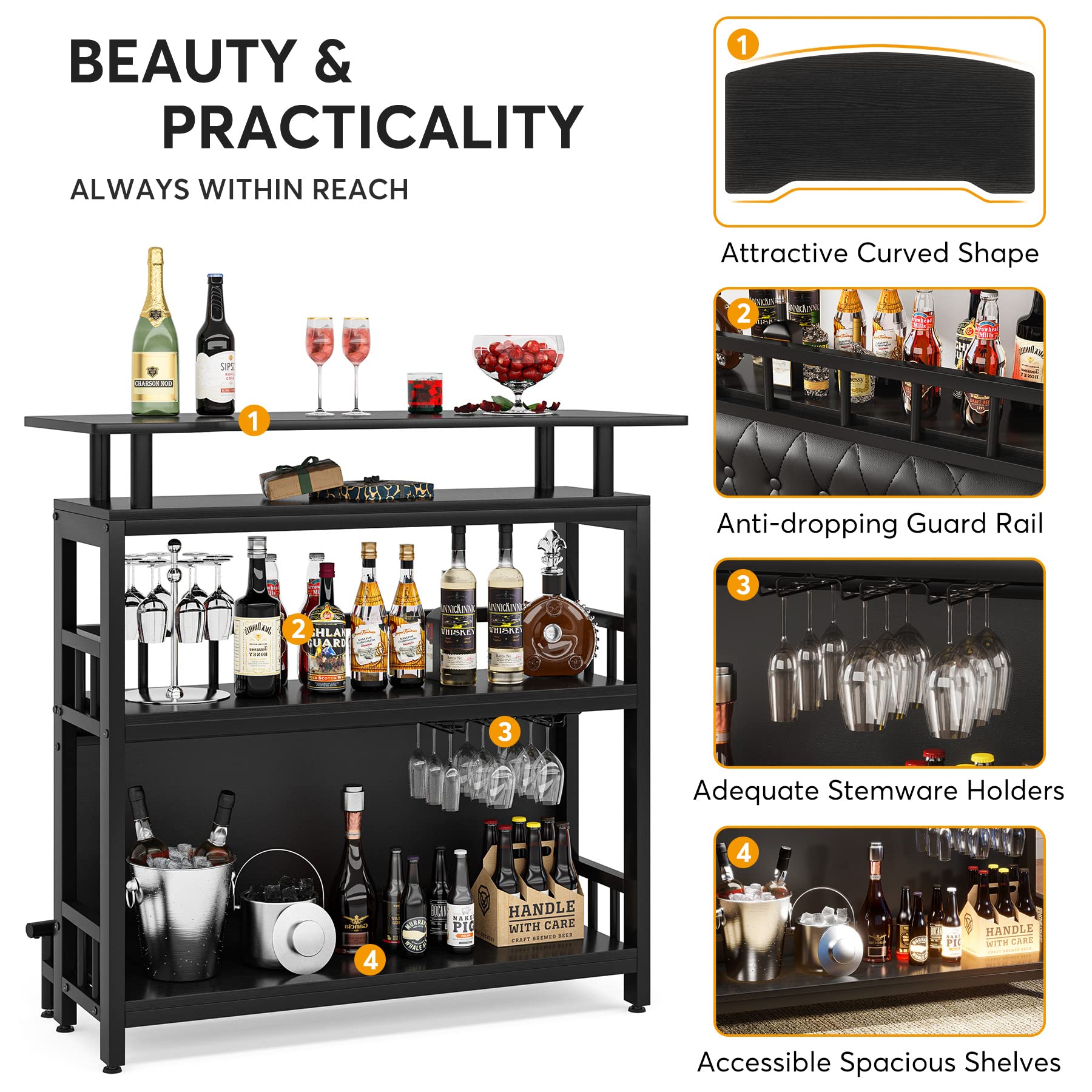 44-Inch Bar Height Table with Storage