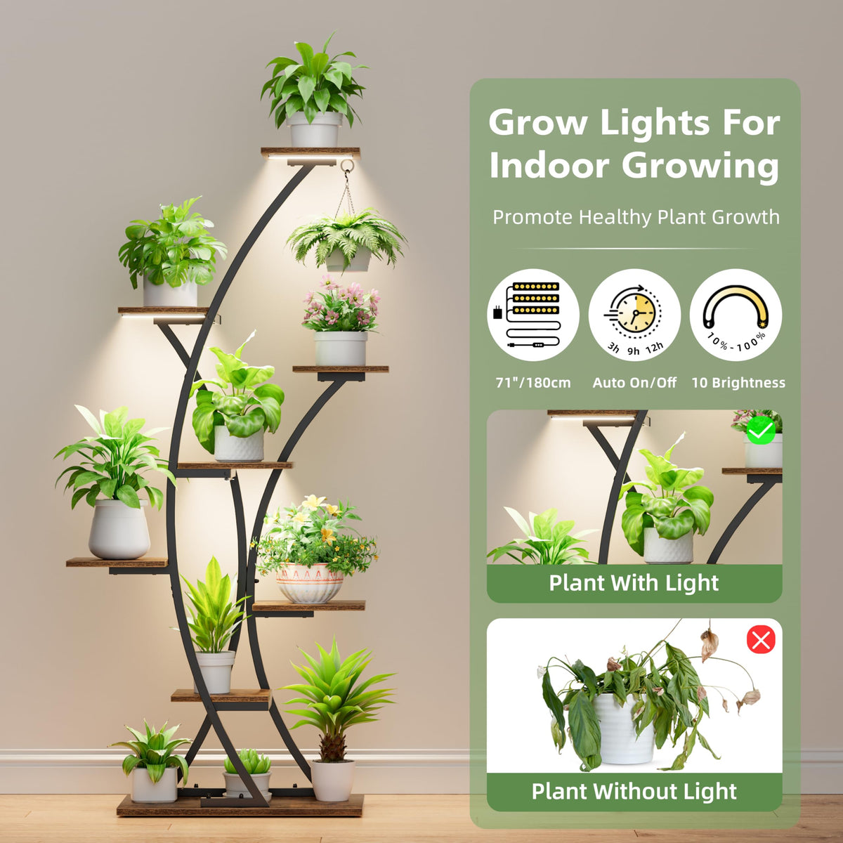 Plant Stand Set with Grow Lights
