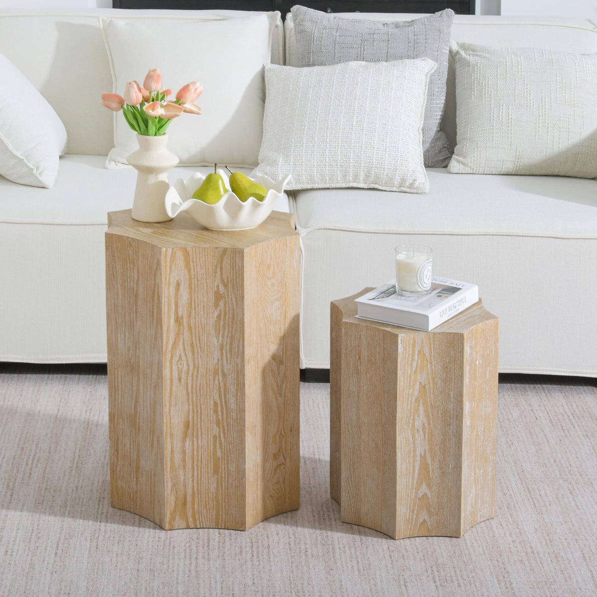 Nesting Coffee Table Set of 2,Nesting Tables for Living Room,Fully Assembly