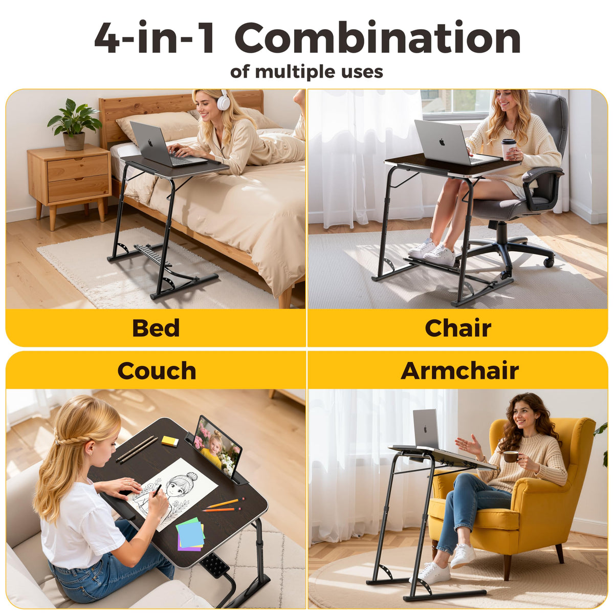 Adjustable Folding TV Tray Table