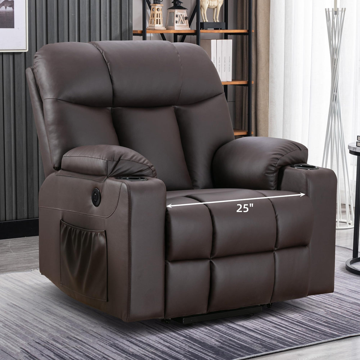 Bonzy Home Power Lift Recliner Chair with Heat and Massage, Faux Leather
