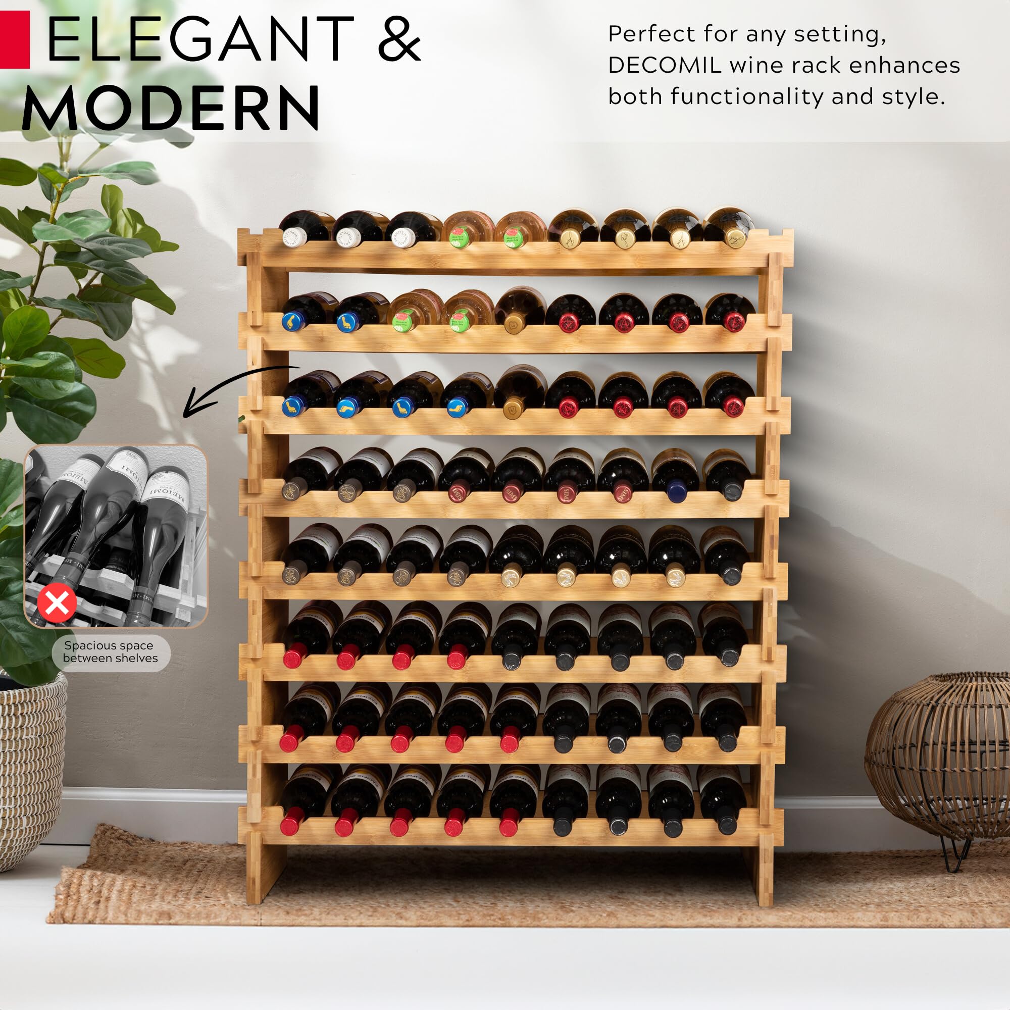 Bamboo Wine Rack – 72 Bottle