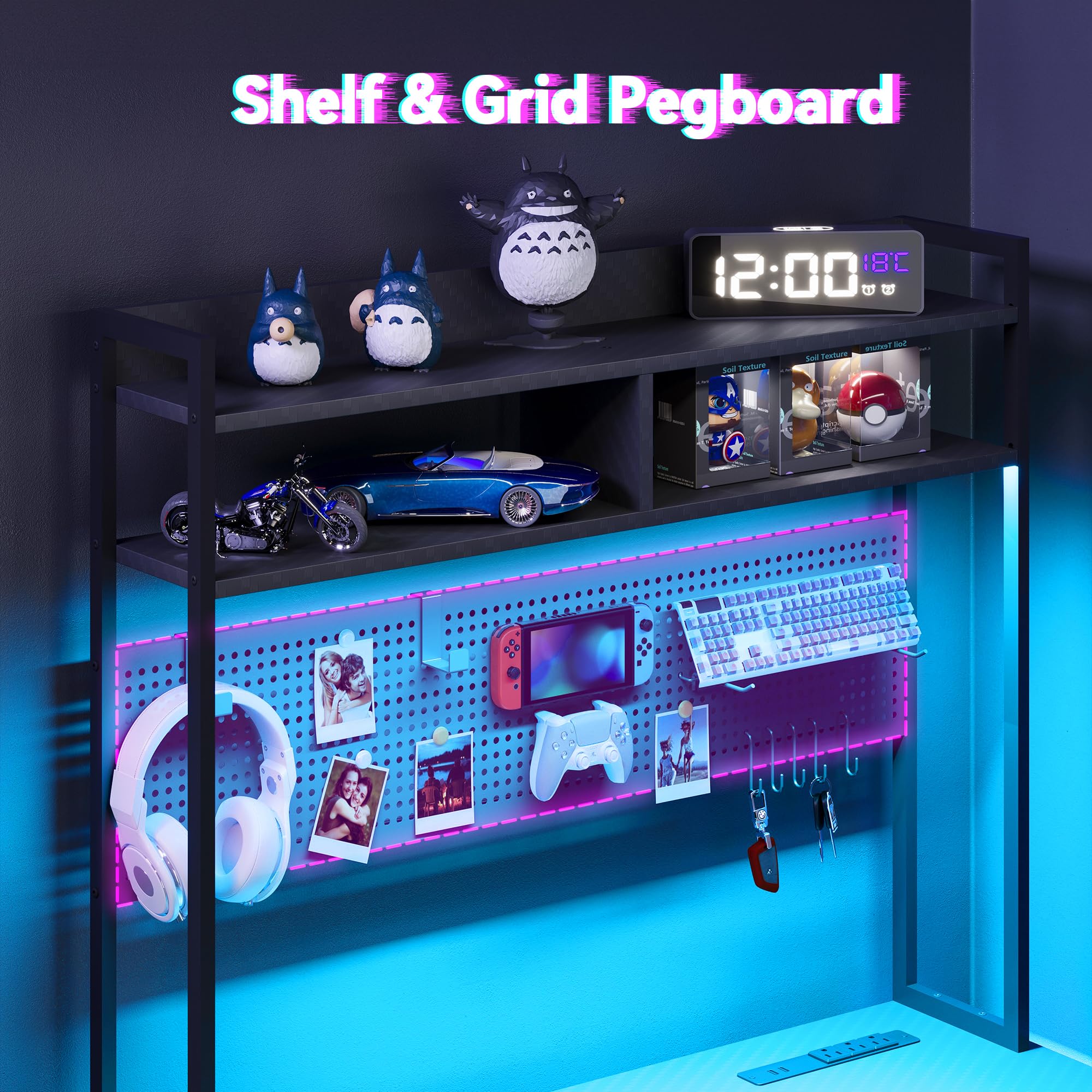 L-Shaped Gaming Desk with RGB LED & USB Charging