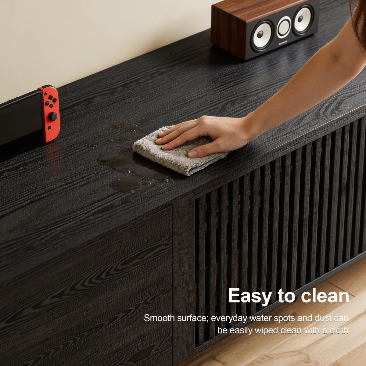 Black Slatted TV Stand