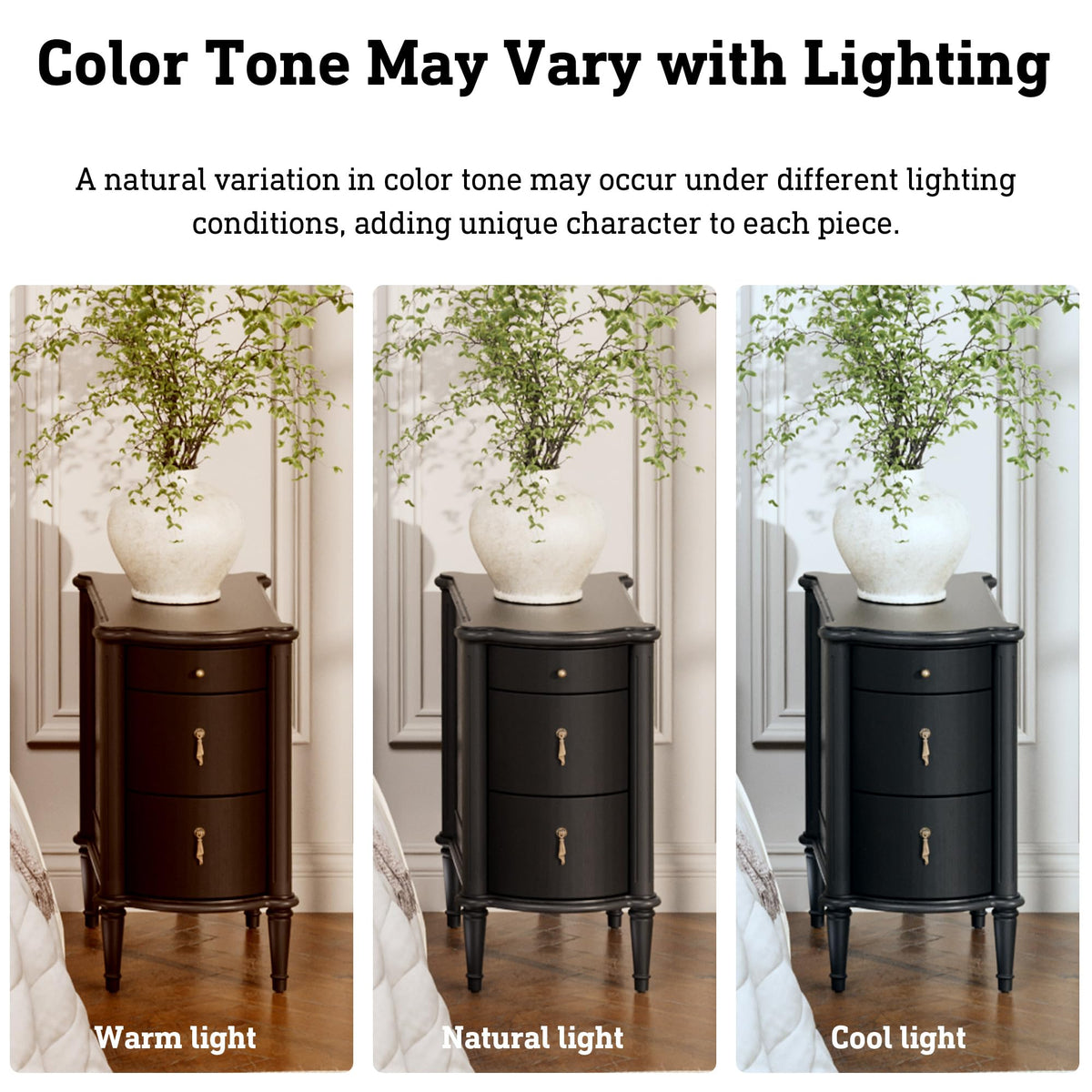 STO'SENSE Nightstand w/Charging Station & 3 Drawers, Pre-Assembled, Vintage Side Table w/Antique-Finished Pulls, Rustic Wood Finish, Narrow End Table w/Turned Legs for Bedroom (2, Black)