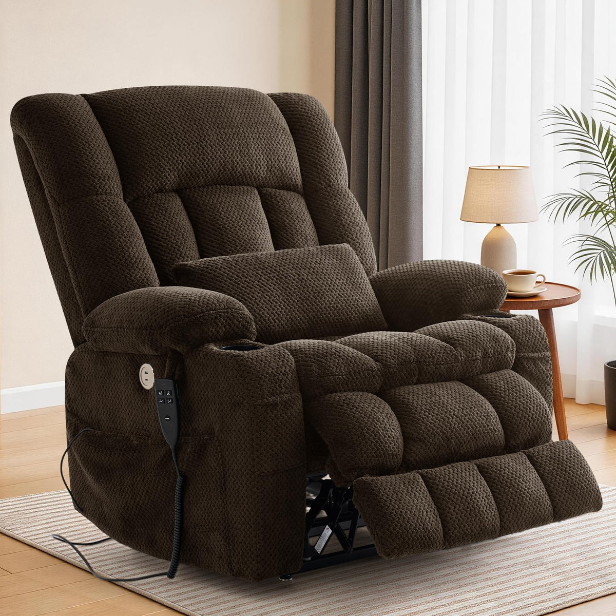 Infinite Position Power Lift Recliner Chair for Elderly & Adults, Brown