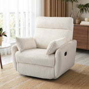 Swivel Recliner Accent Chair, Corduroy Nursery Glider Rocking Chair (Beige)