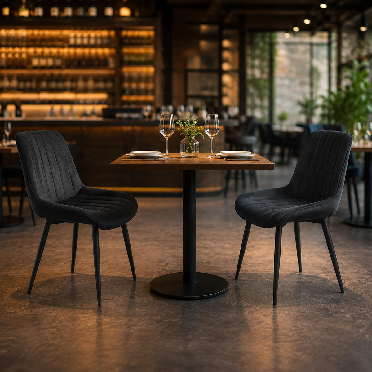 Czoluxo Modern Velvet Dining Chairs Set of 2, Upholstered Accent Side Chairs with No Arms, Mid-Back Desk Chairs with Black Metal Legs for Kitchen, Living Room & Bedroom Black