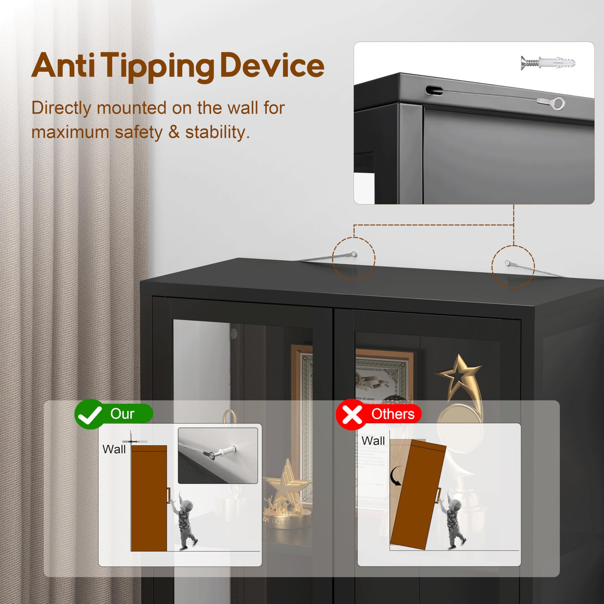 4-Tier Glass Display Cabinet