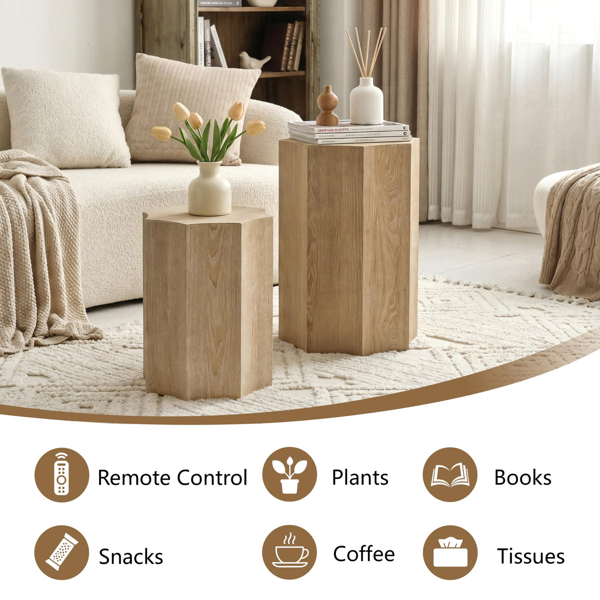 Nesting Coffee Table Set of 2,Nesting Tables for Living Room,Fully Assembly