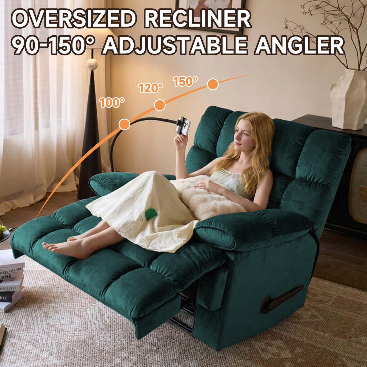 Oversized Teal Manual Recliner