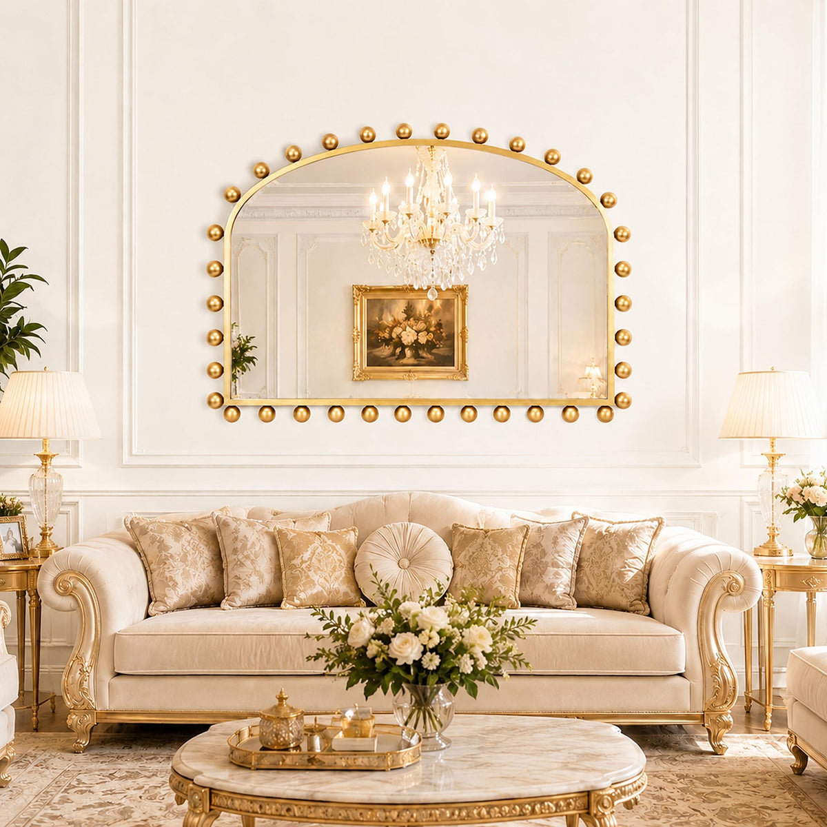 Antique Gold Wide Arch Wall Mirror