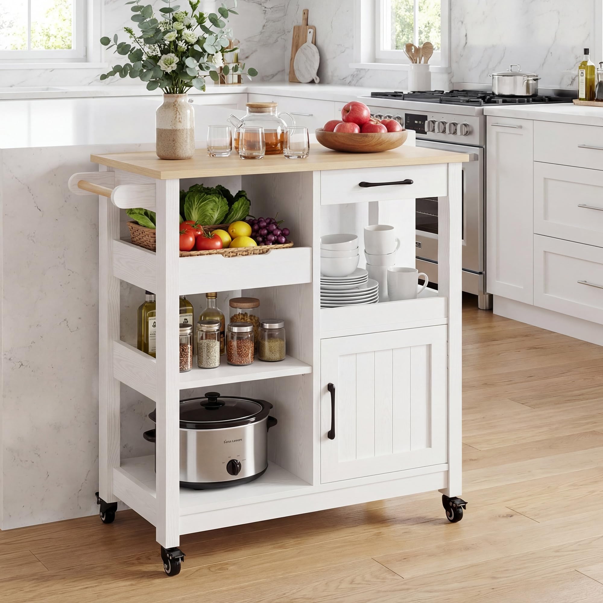 Rolling Kitchen Island with Storage