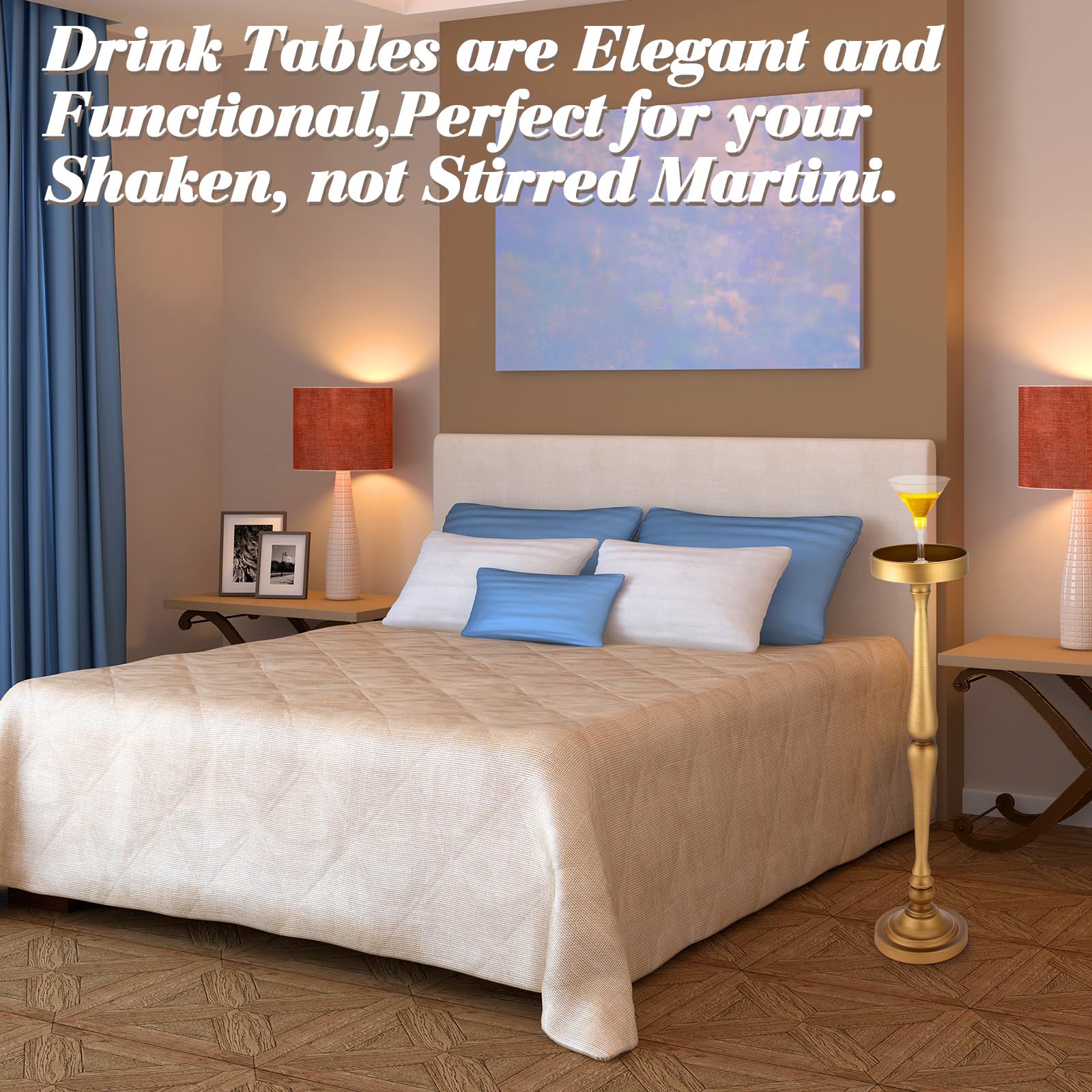 Round Metal Martini Drink Tables Set of 2