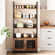 Industrial Bookshelf with Doors & 4 Open Shelves