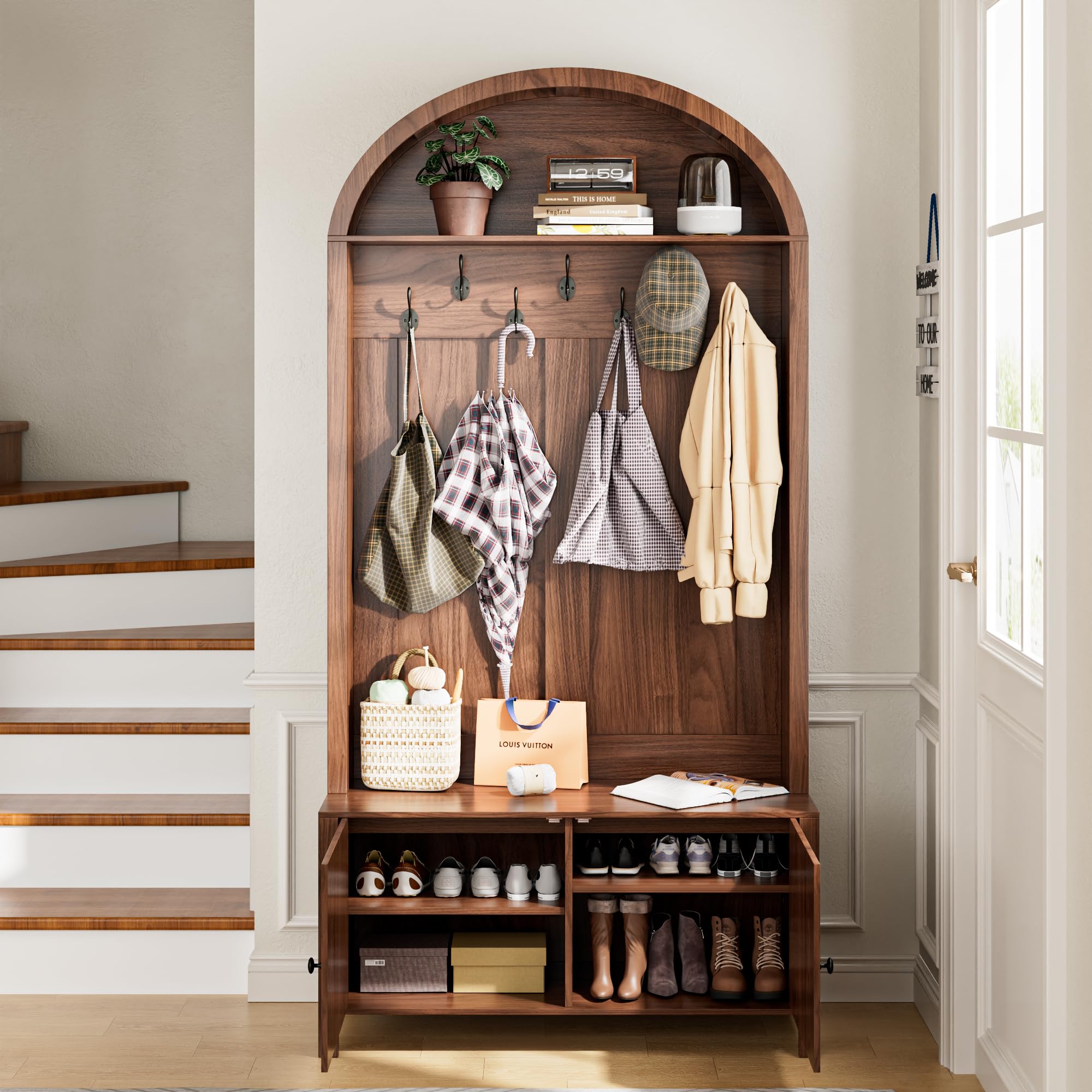 Hall Tree with Bench & Shoe Storage