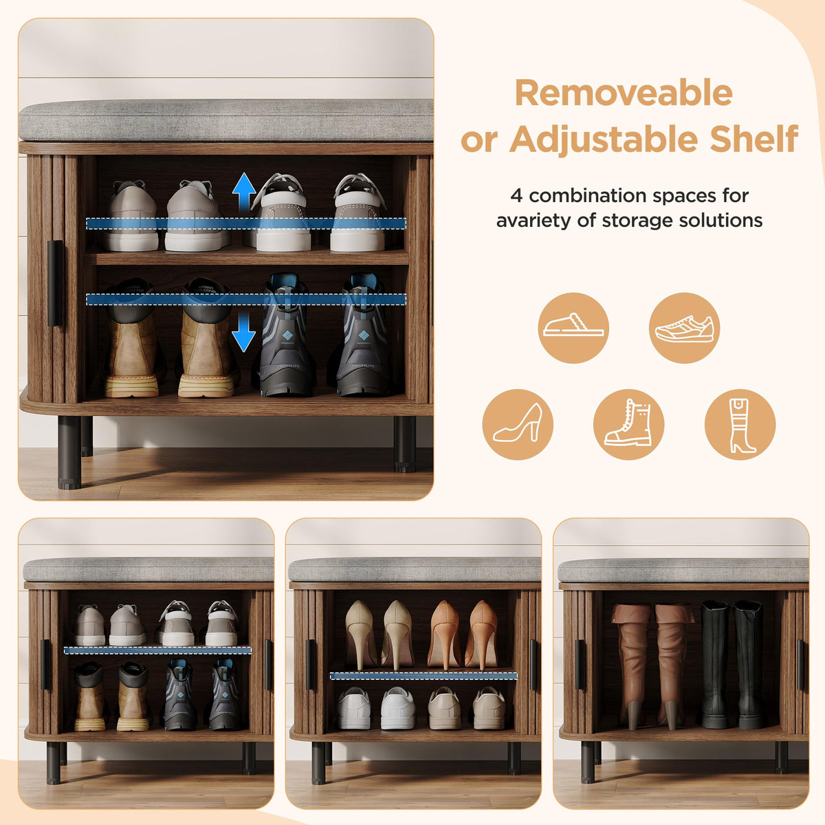 Upholstered Shoe Storage Bench