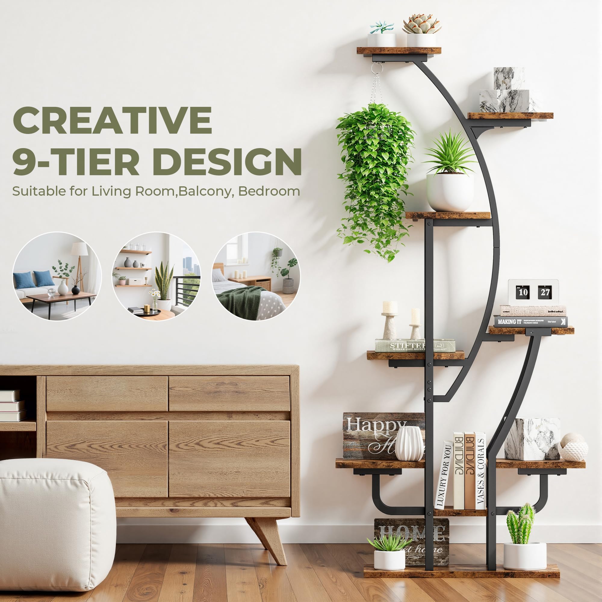 9-Tier Corner Plant Stand with Grow Lights