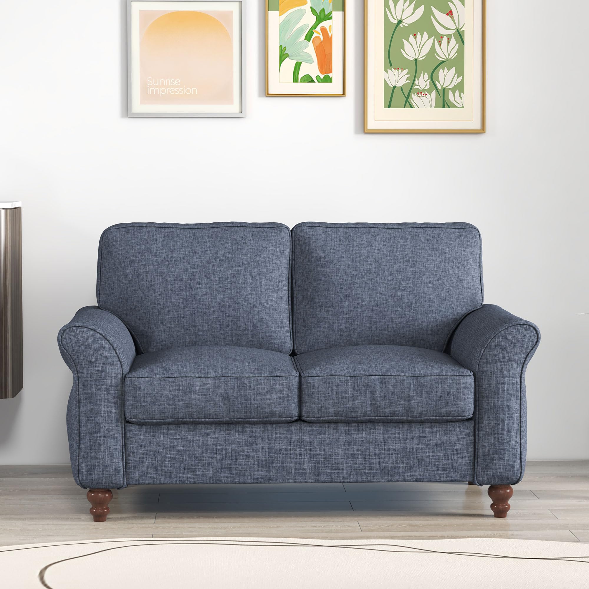 Modern 2-Seater Loveseat Sofa with Side Pockets