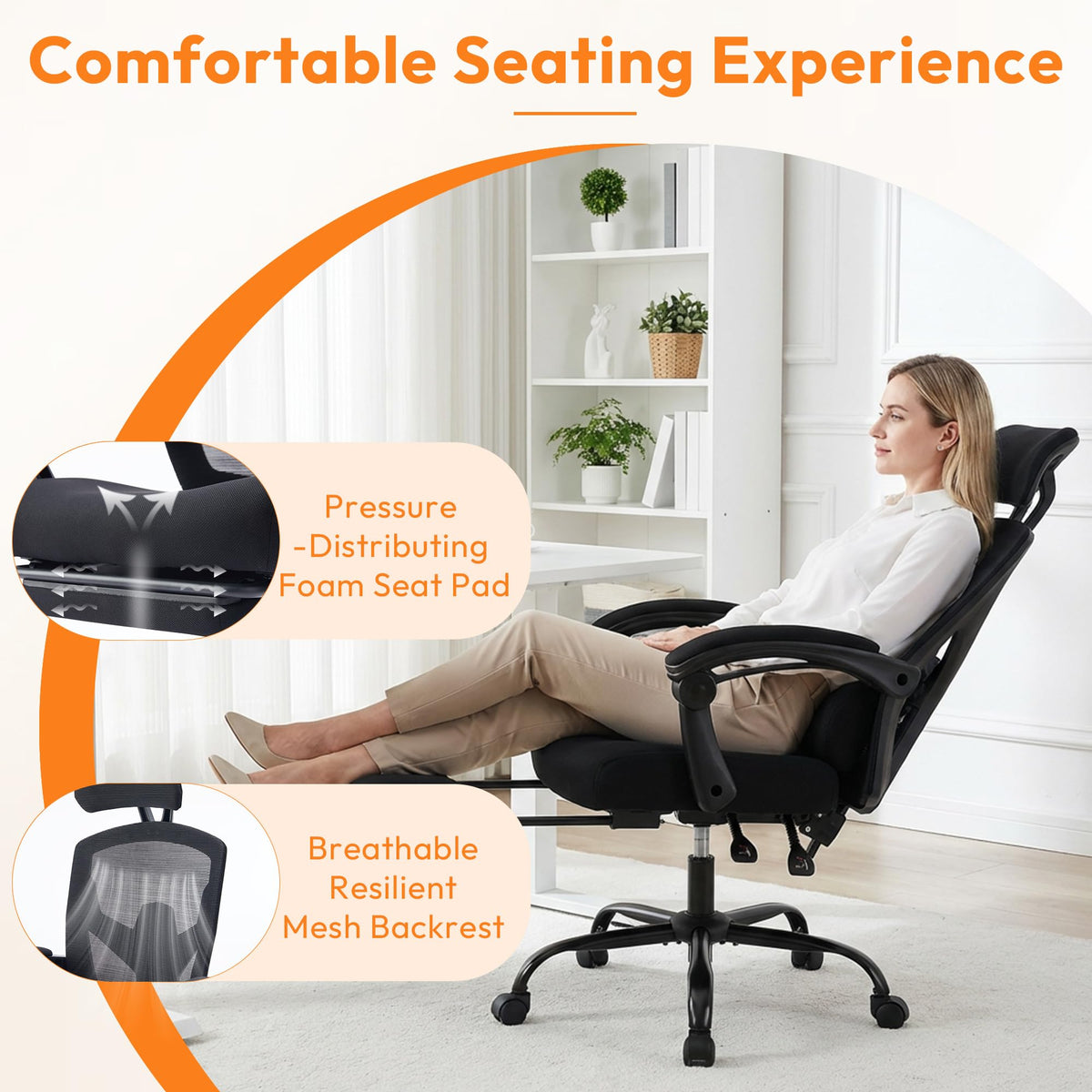 Mesh Office Chair with Footrest