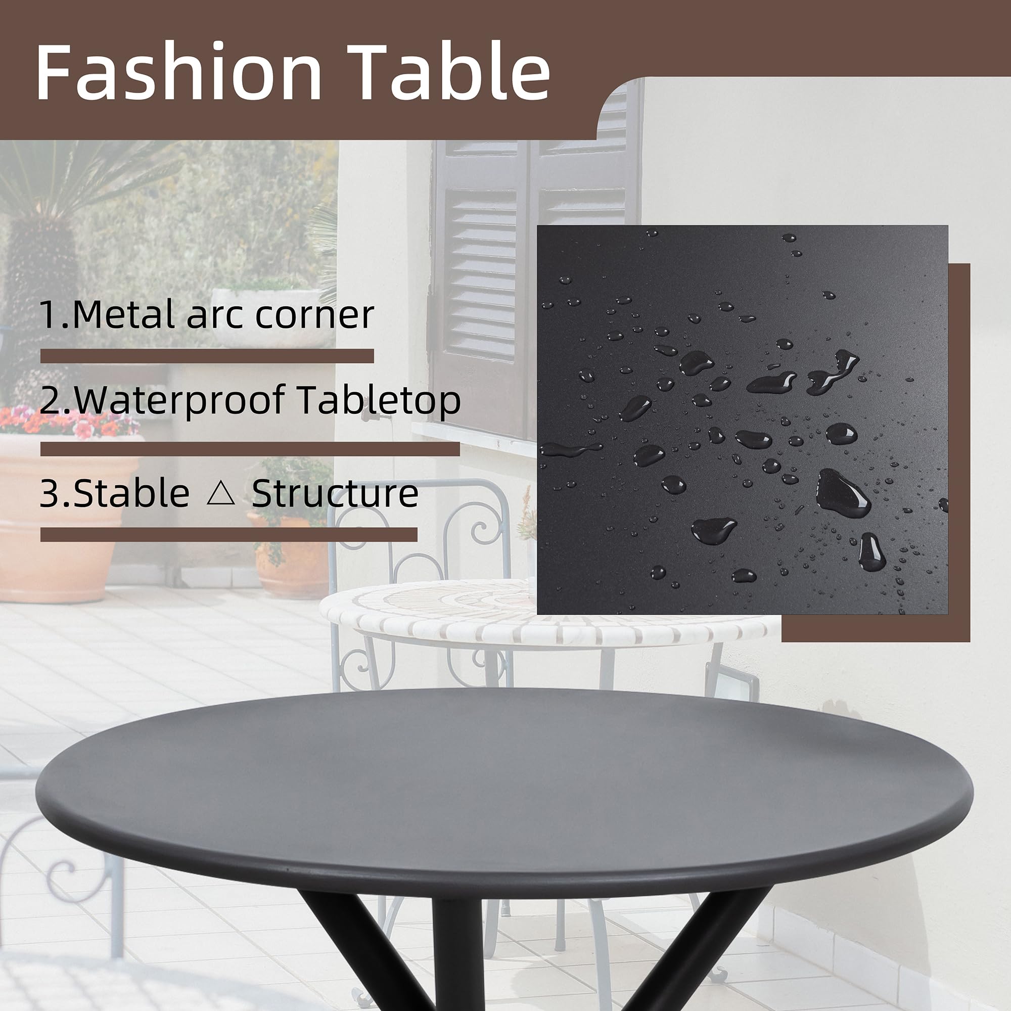 3-Piece Outdoor Bistro Set with Rocking Chairs & Tempered Glass Table