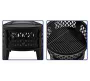 26" Round Steel Fire Pit with Grill & Diamond Mesh