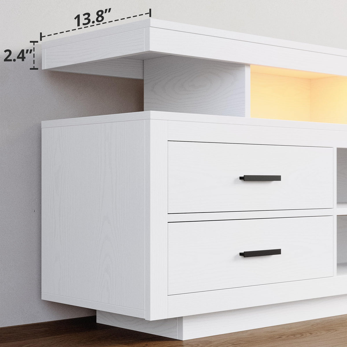 IRONCK 70" TV Stand for TVs up to 80", LED Entertainment Center, White