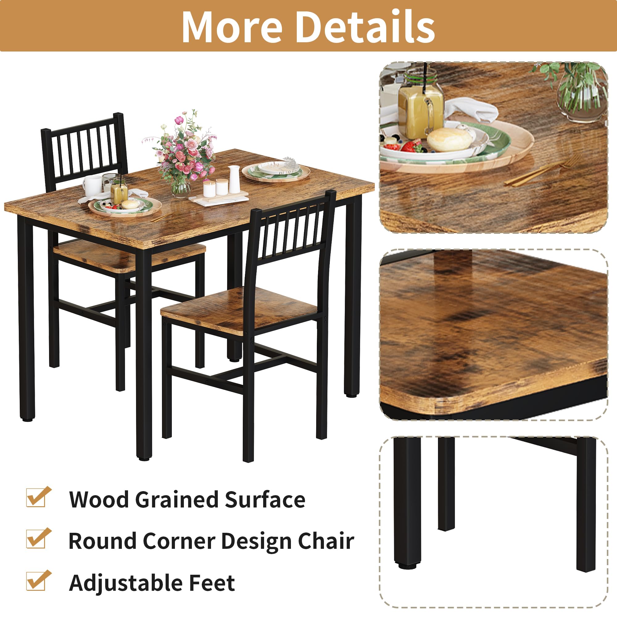 3-Piece Dining Table Set for 2