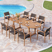Extendable Acacia Wood Outdoor Dining Set