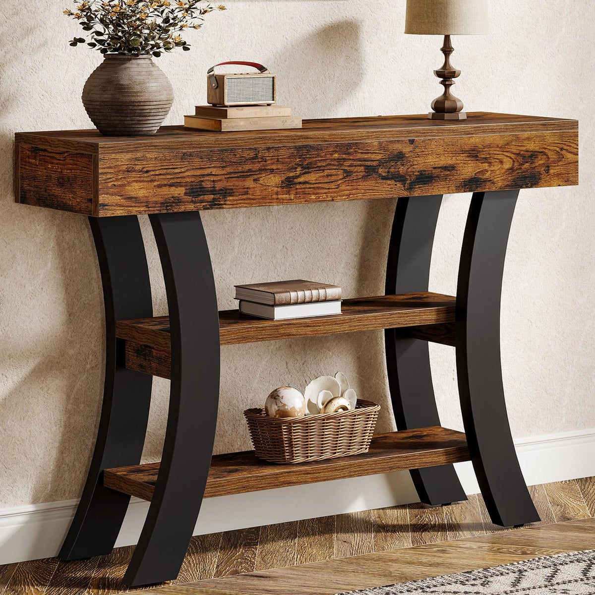 Curved 3-Tier Console Table
