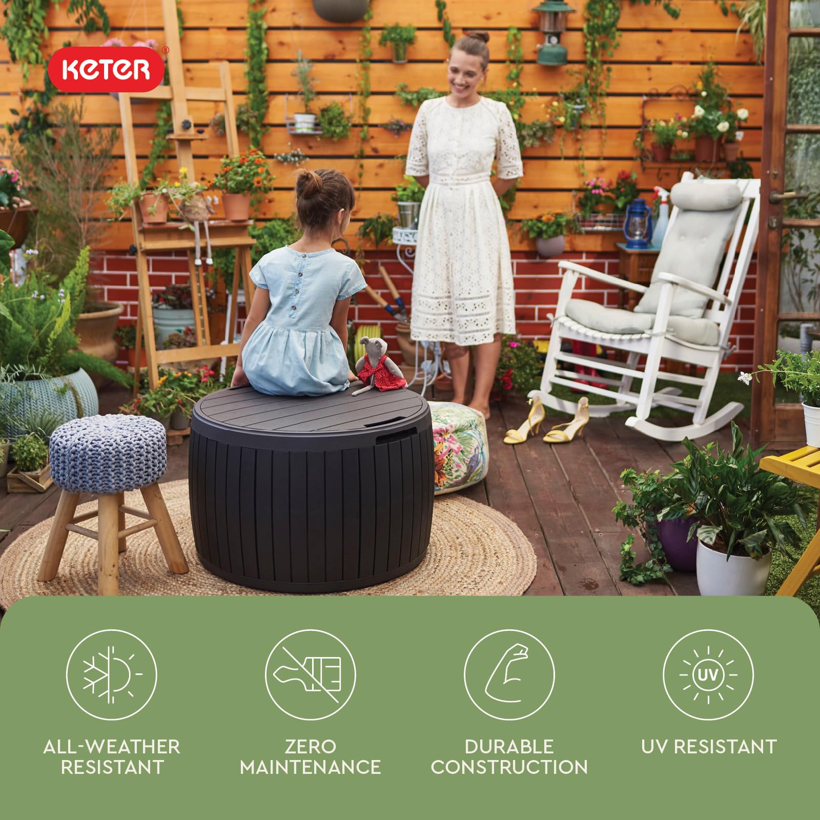 37-Gallon Round Outdoor Deck Box