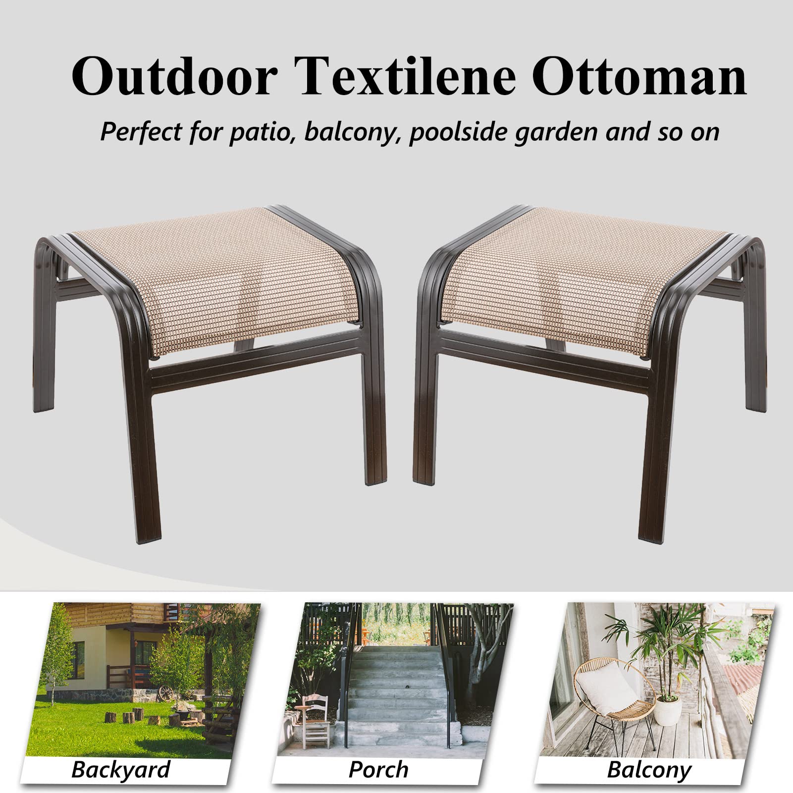 Outdoor Patio Ottomans Set of 2
